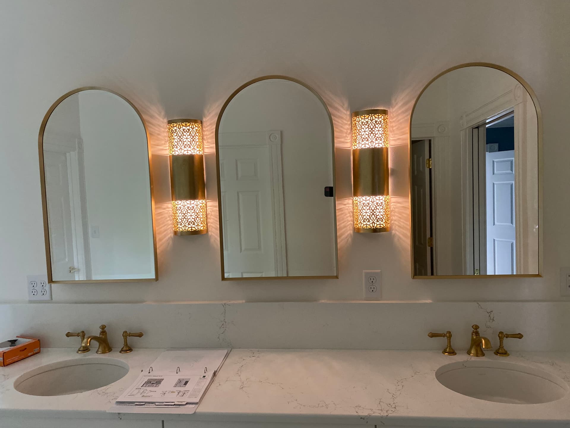 Custom Brass Sconce Lighting for a Williamsburg Vanity Space image